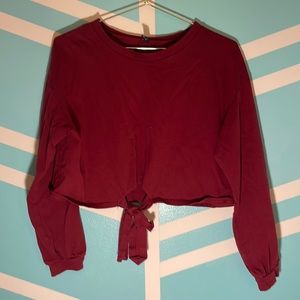 Zaful long sleeve cropped shirt with tie detail
